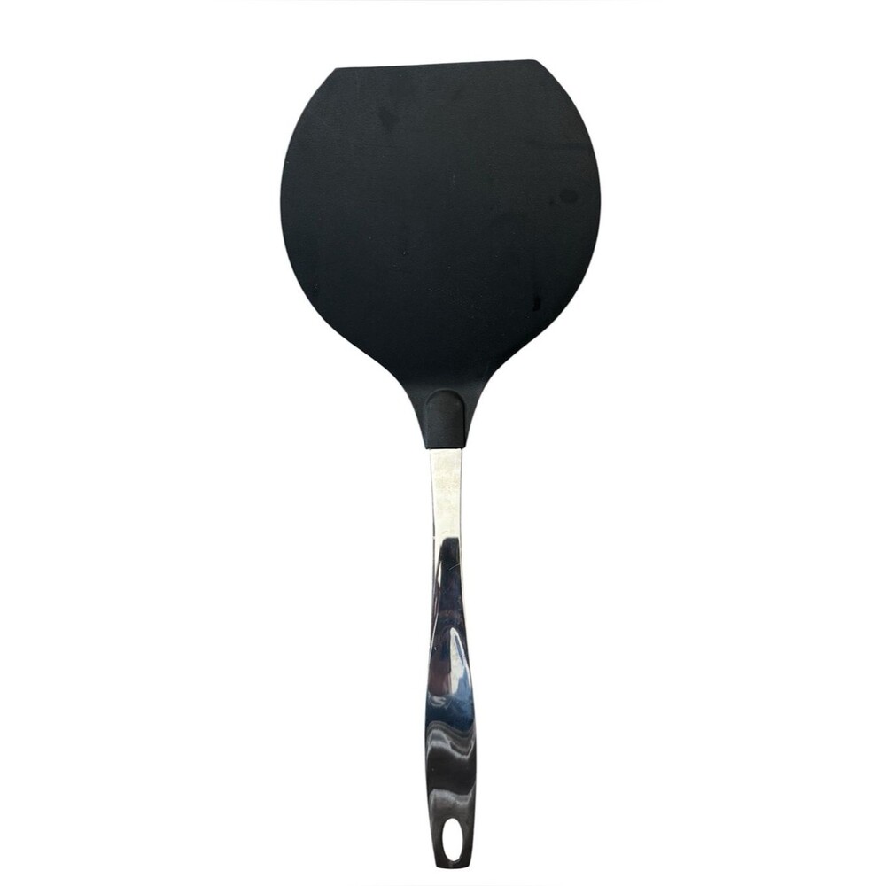 Oneida stainless steel turner spatula with a large, flexible black silicone head